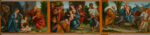 Bernardino Lanino, Predella: raffigurante L’Adorazione del Bambino, Adorazione dei Magi, Fuga in Egitto, 1540 – 1545 (?), Tecnica mista su tavola, cm 30 x 130. Flavio Pozzallo – Antiquariato, Oulx TO