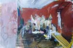 Lucy Ivanova, School changing room, 2021(olio e materiali vari su tela, cm 130 x 200) Courtesy the artist