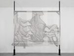 Margherita Raso, Untitled, 2022, jacquard fabric, steel frame, magnets, 90 1/2 x 133 7/8 in (230 x 340 cm). Photo by Tommaso Sacconi. Courtesy Magazzino Italian Art, Cold Spring, NY.