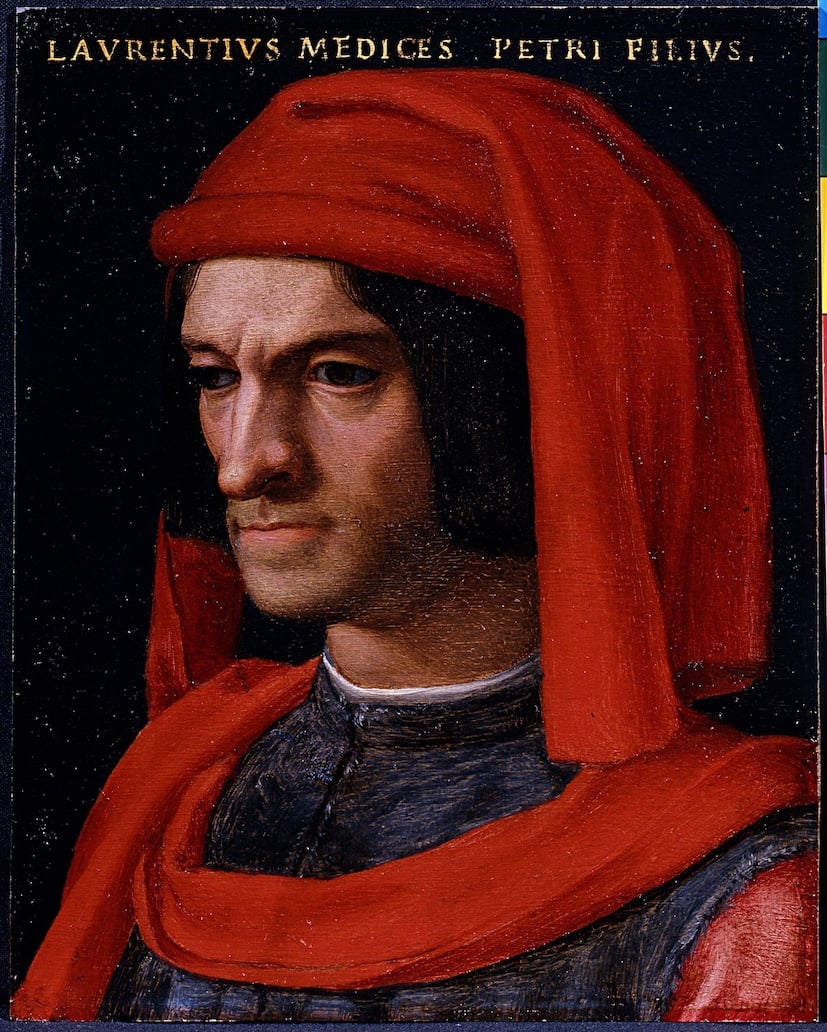 Agnolo di Cosimo detto il Bronzino e bottega (Firenze 1503 - 1572) Ritratto di Lorenzo il Magnifico, 1552 - 1553 circa Olio su stagno, 16 x 12,5 cm Iscrizioni: in alto “Laurentius Medices Petri Filius” Firenze, Gallerie degli Uffizi, Galleria delle Statue e delle Pitture Gabinetto fotografico delle Gallerie degli Uffizi, Firenze. Su concessione del Ministero della Cultura