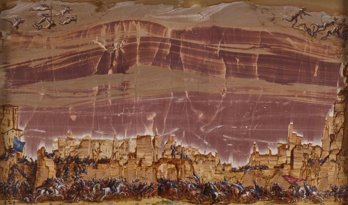 Antonio Tempesta, La presa di Gerusalemme, olio su pietra paesina, 24 x 37 cm, Galleria Borghese, Roma