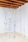 Enej Gala, Holders, 2022. Wire, wood flour, celulosis, pva glue, oil colour 270 x 30 x 8 cm each (variable dimensions). Photo Clelia Cadamuro