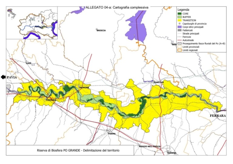 Mappa Riserva della Biosfera Po Grande 2019