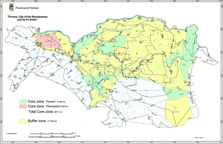 Mappa Ferrara Città del Rinascimento e il Delta del Po World Heritage Site Unesco