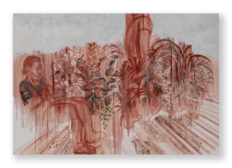 Johanna Mirabel, Living Room n° 23, 2022, olio su lino, 144x210 cm, Foto PEPE fotografia, Courtesy l’artista e Luce Gallery, Torino