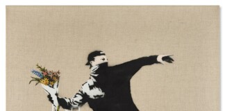 Banksy, Love is in the air (2006). Courtesy of Sotheby's