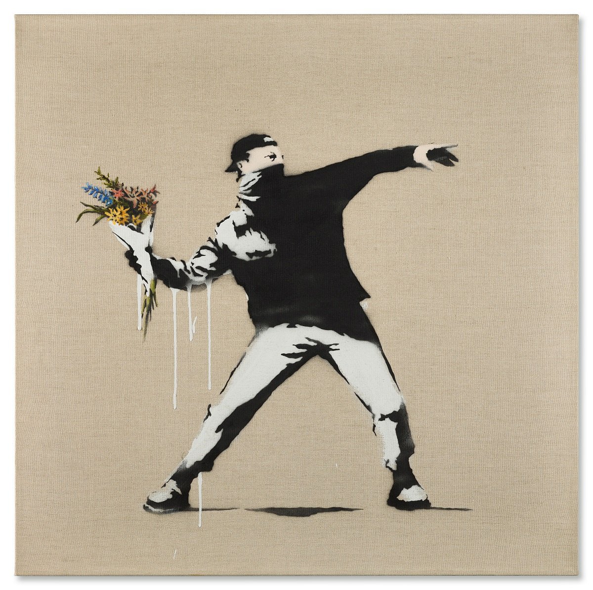 Banksy, Love is in the air (2006). Courtesy of Sotheby's