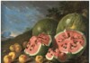 Luis Egidio Melendez, Nature morte avec pastèques et pommes dans un paysage, Museo Nacional del Prado © Photographic Archive Museo Nacional del Prado