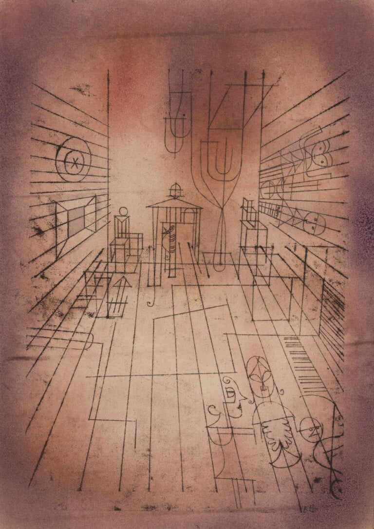 Paul Klee, L’altra stanza dei fantasmi (nuova versione), 1925. Disegno a ricalco a olio e acquerello su carta su cartone. Collezione privata. Photo © Nicolas Borel