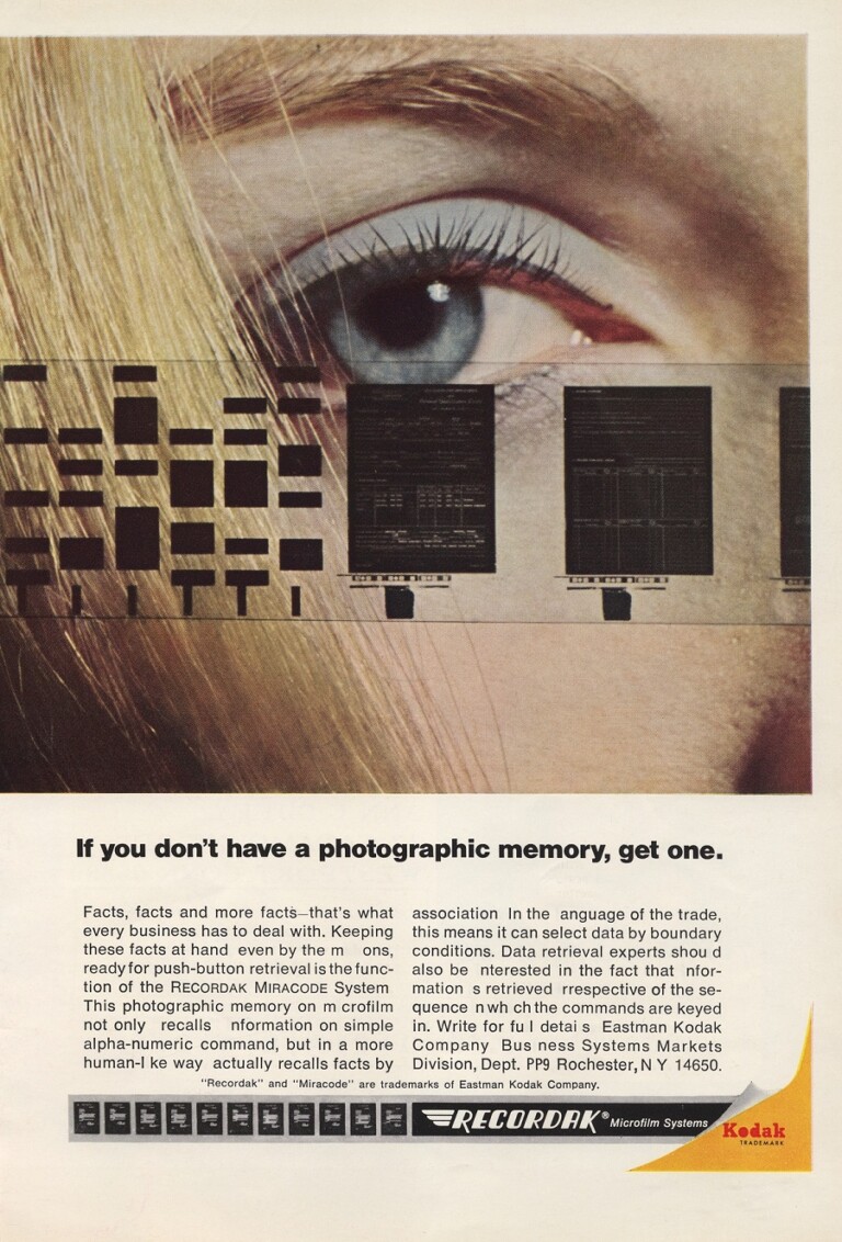 Pubblicità Kodak per il Recordak Miracode System, 1966. George Eastman House, Legacy Collection