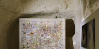 Renato Galante, GMT, 2019, tecnica mista su carta, cm 224x231. Installation view at Momart Gallery, Matera 2022