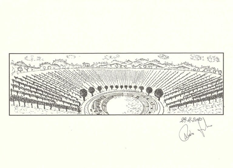 Sandro Ricci, Anfiteatro sul lago, Varignana, Disegno, 2020