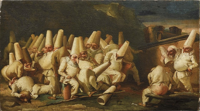 Giandomenico Tiepolo, Gruppo di Pulcinella, 1765. Courtesy Pandolfini