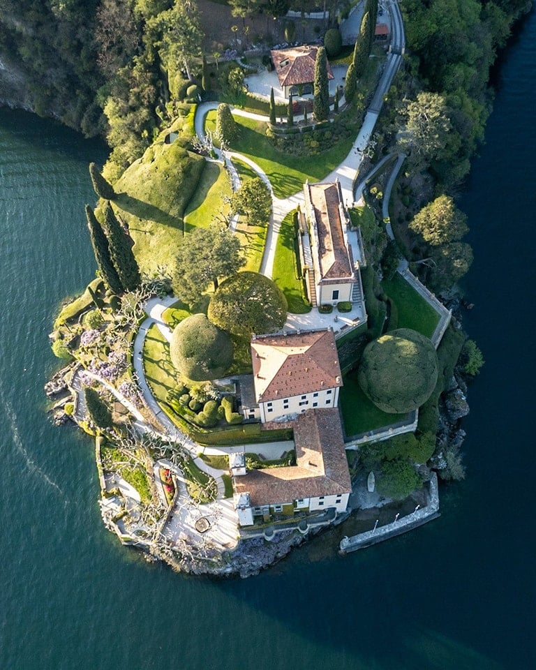 Villa del Balbianello, dall'alto