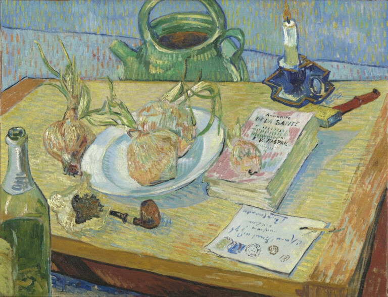 Vincent Van Gogh Natura morta con un piatto di cipolle Arles, inizio gennaio 1889 Olio su tela, 49,5x64,4 cm © Kröller Müller Museum, Otterlo, The Netherlands