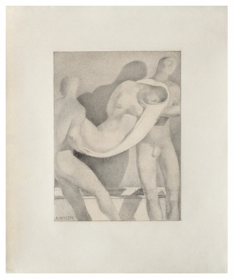 Adolfo Wildt, Deposizione, ultimo disegno preparatorio, 1927, Matita grafite su carta, 27.7 x 23 cm, Courtesy Collezione Ramo, Milano, Presso la galleria Renata Fabbri