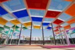 Installation of artwork Le Ciel Coloré Et Projeté by artist Daniel Buren in Ayyaf Park in Riyadh, Kingdom of Saudi Arabia, on October 23, 2022 as part of the Noor Riyadh Festival 2022. Photo by Aurelien Perriaud/ABACAPRESS.COM