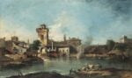 Francesco Guardi, Capriccio con torre rustica e velieri, 1760 1770 circa, collezione Gastaldi Rotelli