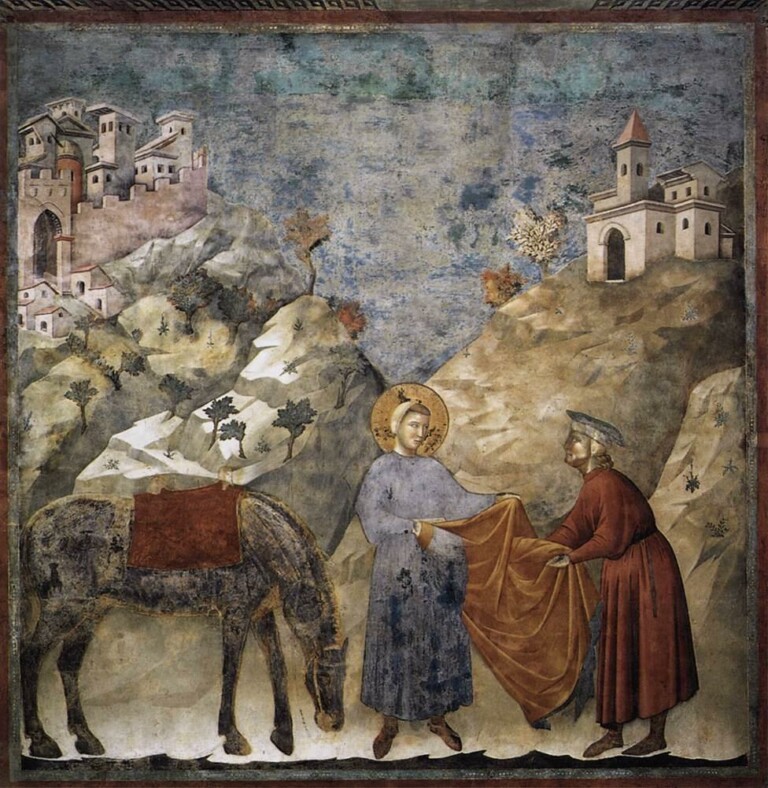 Giotto (attr.), San Francesco dona il mantello a un povero