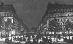Illuminazione elettrica in Avenue de l'Opéra, Parigi, 1878. Photo A. Rintel