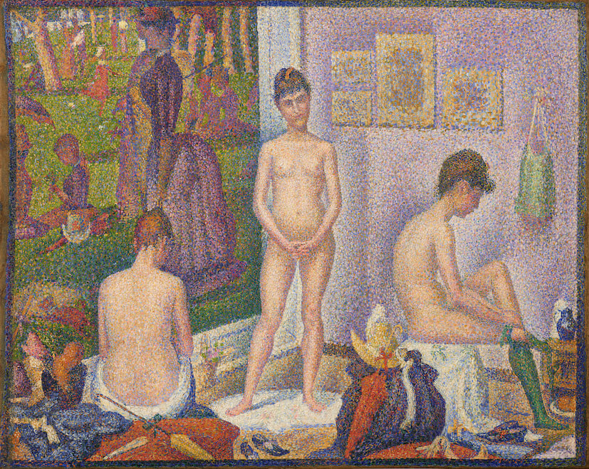 Georges Seurat, Les Poseuses, Ensemble (Petite version) (1888). Courtesy of Christie’s Images Ltd.