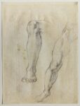 Michelangelo Buonarroti, Studi di gambe per la Volta Sistina, 1509-1510 circa, matita nera, 260 × 196 mm, Firenze, Casa Buonarotti, inv. 52 F, © Associazione MetaMorfosi, Roma. Foto: Massimo Menghini