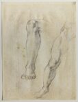 Michelangelo Buonarroti, Studi di gambe per la Volta Sistina, 1509-1510 circa, matita nera, 260 × 196 mm, Firenze, Casa Buonarotti, inv. 52 F, © Associazione MetaMorfosi, Roma. Foto: Massimo Menghini