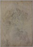 Michelangelo Buonarroti, Studio d’insieme per il “Giudizio finale”, 1533-1534 circa, carboncino nero, matita rossa, 415 × 298 mm, Firenze, Casa Buonarroti, inv. 65 F, © Associazione MetaMorfosi, Roma. Ph. Massimo Menghini