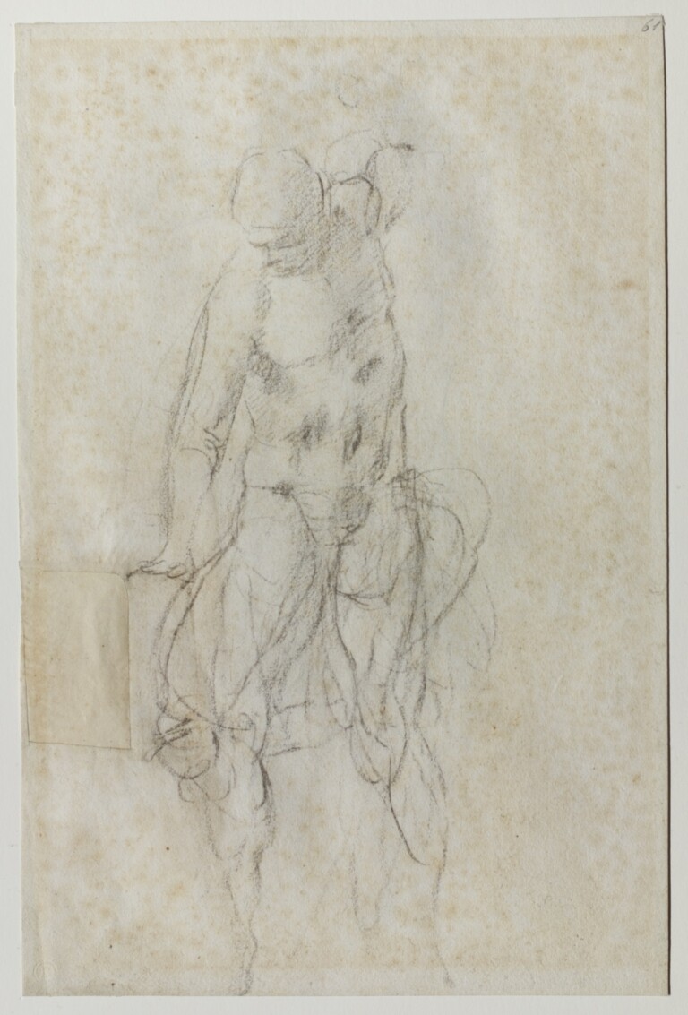 Michelangelo Buonarroti, Studio per un Cristo risorto, 1532-1533, matita nera, 381 × 252 mm, Firenze, Casa Buonarroti, inv. 61 F, © Associazione MetaMorfosi, Roma. Ph. Massimo Menghini
