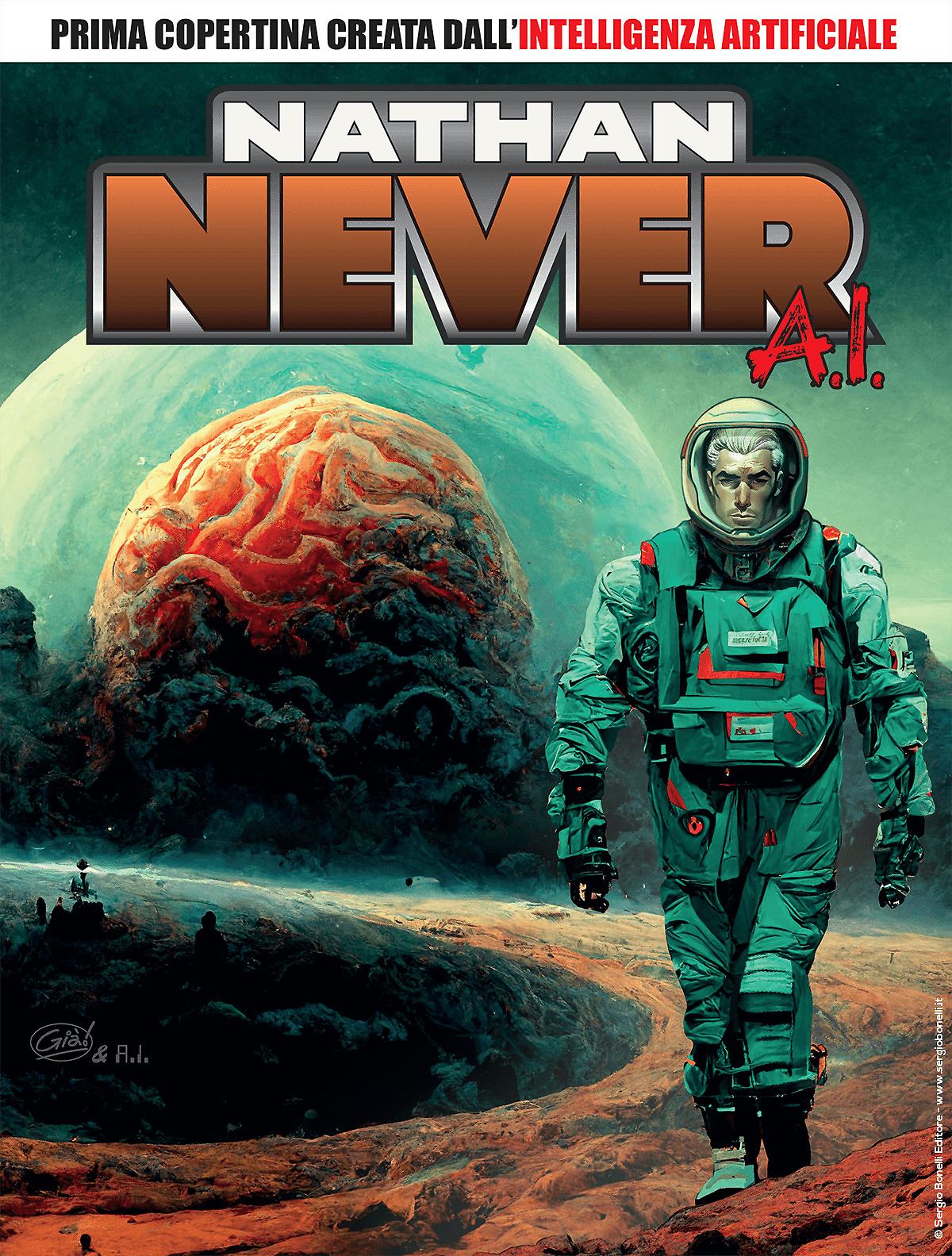 Nathan Never 379 (Bonelli Editore). La copertina “variant” creata con Intelligenza Artificiale
