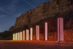 Completed Installation of artwork Light Horizon by artist Sabine Marcelis in Wadi Namar in Riyadh, Kingdom of Saudi Arabia, on October 30, 2022 as part of the Noor Riyadh Festival 2022. Photo by Aurelien Perriaud/ABACAPRESS.COM