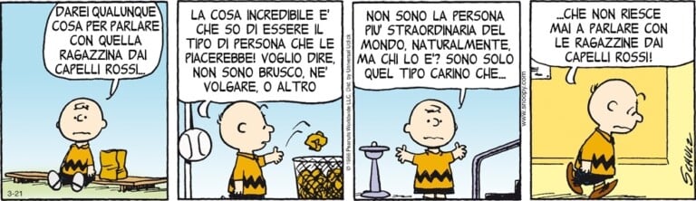 Una striscia con Charlie Borwn protagonista © Peanuts Worldwide LLC distributed by Universal Uclick – ILPA