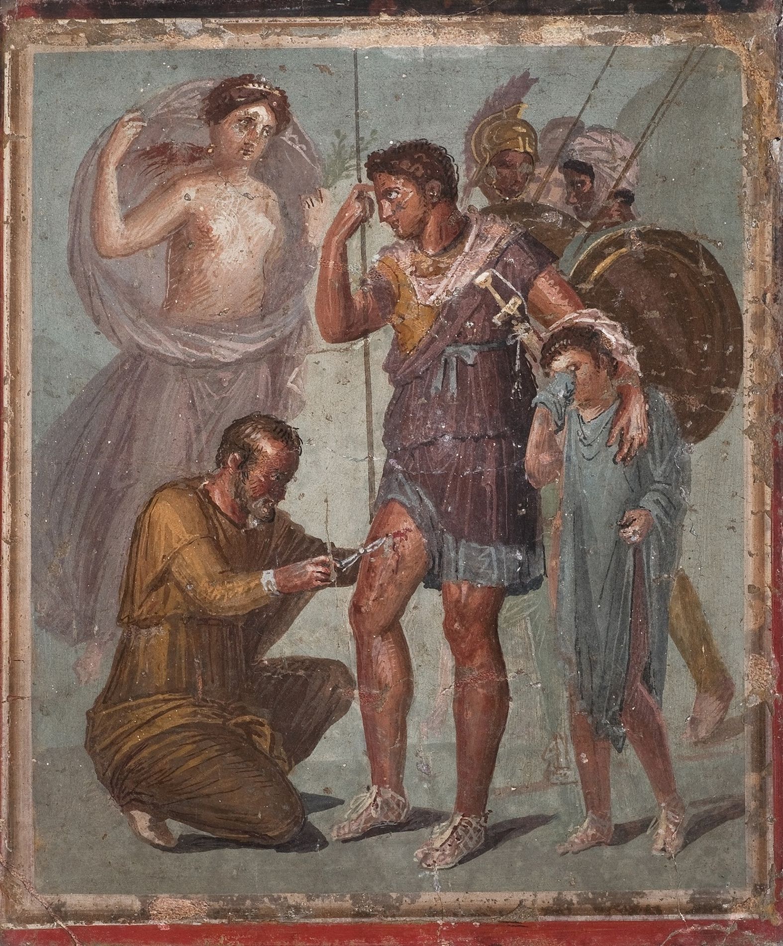 Affresco raffigurante Enea ferito curato da un medico, Pompei, I d.C. MANN, Napoli