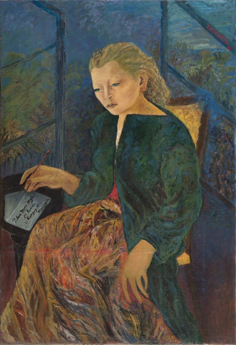 Antonietta Raphaël, Autoritratto con lettera, 1942. Courtesy Collezione Giuseppe Iannaccone, Milano