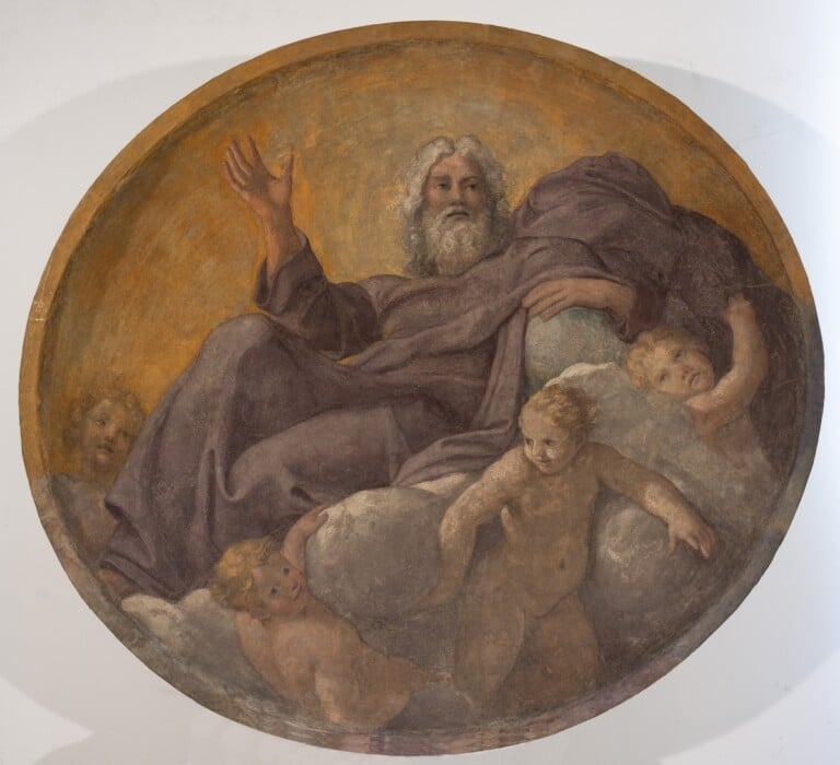 Padre Eterno Affresco trasportato su tela, diametro 214 cm Museo Nacional de Arte de Cataluña, inv. 024282 - 000. Depósito de la Rea l Academia de Bellas Artes de Sant Jordi