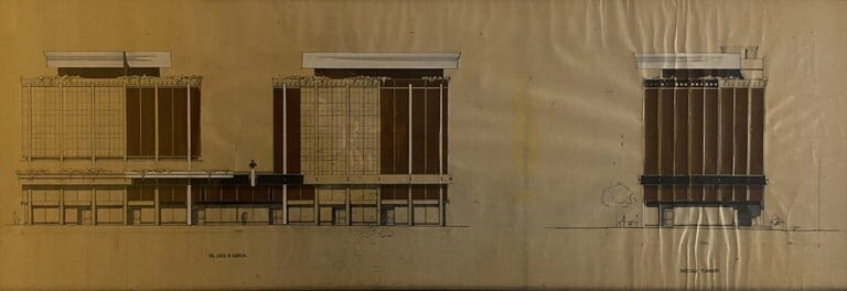 Complesso per uffici a piazzale Flaminio, prospetto a colori su via Luisa di Savoia, 1970. (Archivio Zacutti)