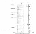 Complesso per uffici a piazzale Flaminio, sezione con i particolari costruttivi, Licenza n.1029 del 14 luglio1972. (Archivio Zacutti)