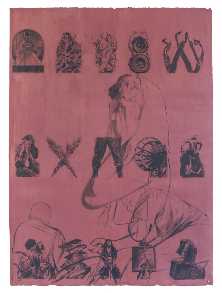 Ian Tweedy, Left behind, 2022, oil on paper 96.5 x 129.5 cm