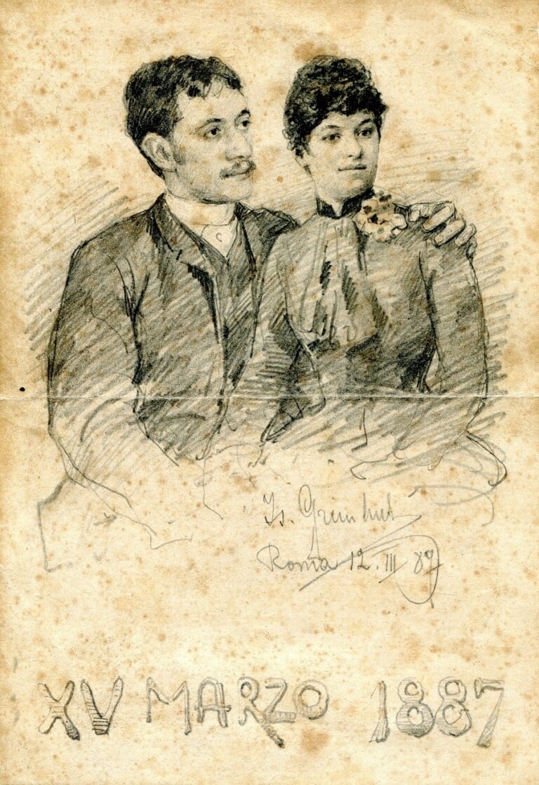 Isidoro Grünhut, I miei genitori, 1887, matita su carta, 160x110 mm. Courtesy Civico Museo Revoltella, Trieste