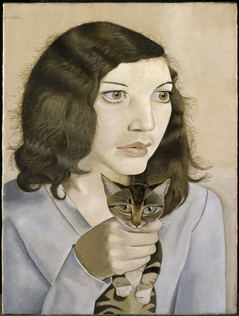 Lucian Freud, Girl with a Kitten, 1947, oil on canvas, 41 x 30.7 cm, Tate, Bequeathed by Simon Sainsbury 2006, accessioned 2008 © The Lucian Freud Archive. All Rights Reserved 2022. Photo Tate
