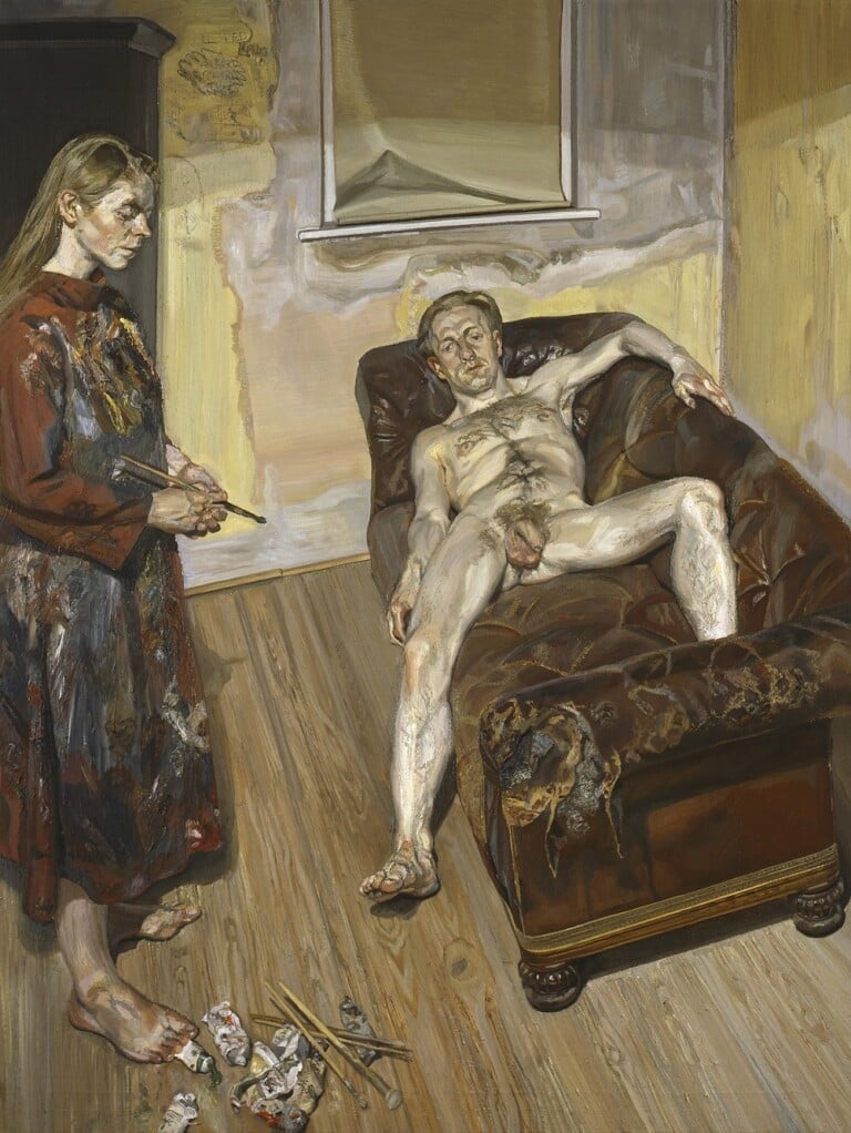 Lucian Freud, Painter and Model, 1986-7, oil on canvas, 159.6 x 120.7 cm, private collection © The Lucian Freud Archive. All Rights Reserved 2022, Bridgeman Images