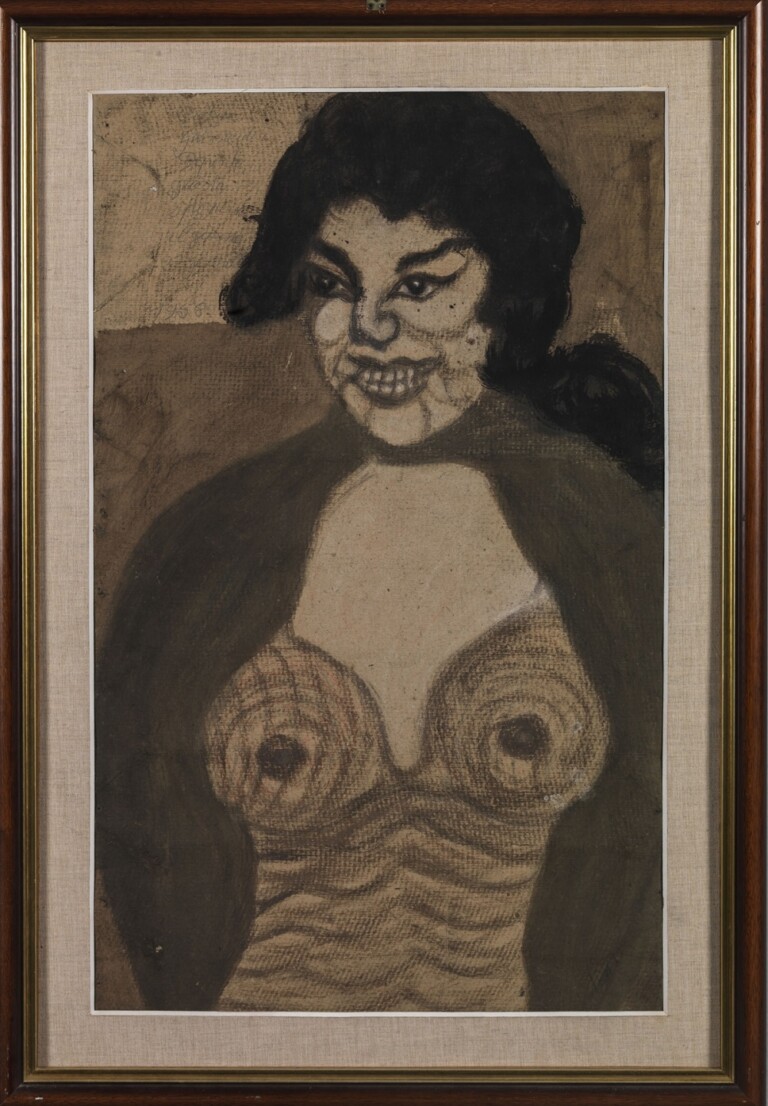 Pietro Ghizzardi, Ritratto di donna, 1958, tecnica mista su cartone, 77 x 48 cm, Collezione privata, Trento, Archivio fotografico Mart, Emanuele Tonoli