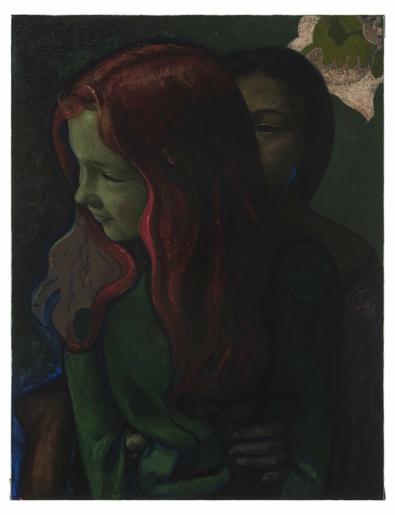 Victor Man, Red and Dark Haired Sisters, 2017, Oil on canvas, 28 3/4 x 22 inches (73 x 56 cm) © Victor Man, Courtesy of the artist and Gladstone Gallery