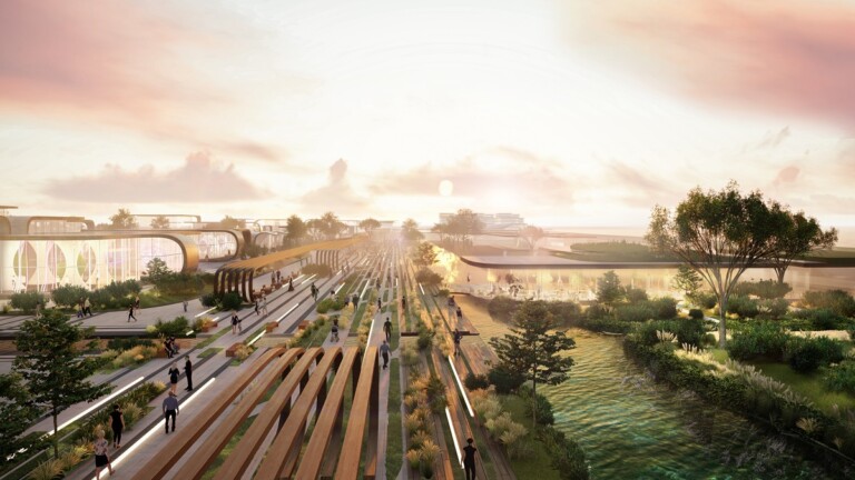 Zaha Hadid Architects, Odessa Expo 2030, render by JKLab