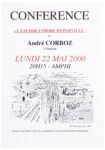Manifesto per La Suisse comme hyperville, conferenza di André Corboz a Strasburgo, 22 maggio 2000 (Fondo A. Corboz, Biblioteca dell’Accademia di architettura, USI)