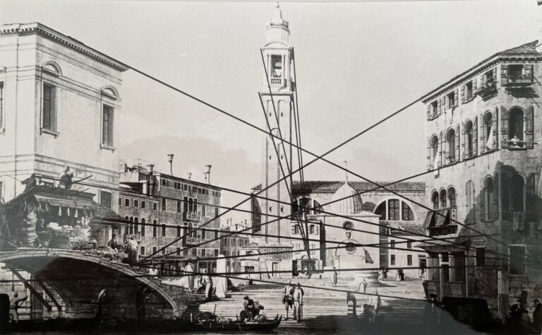 Punti focali nella prospettiva di Canaletto di Campo Santi Apostoli a Venezia, analizzati da André Corboz (Fondo A. Corboz, Biblioteca dell’Accademia di architettura, USI)