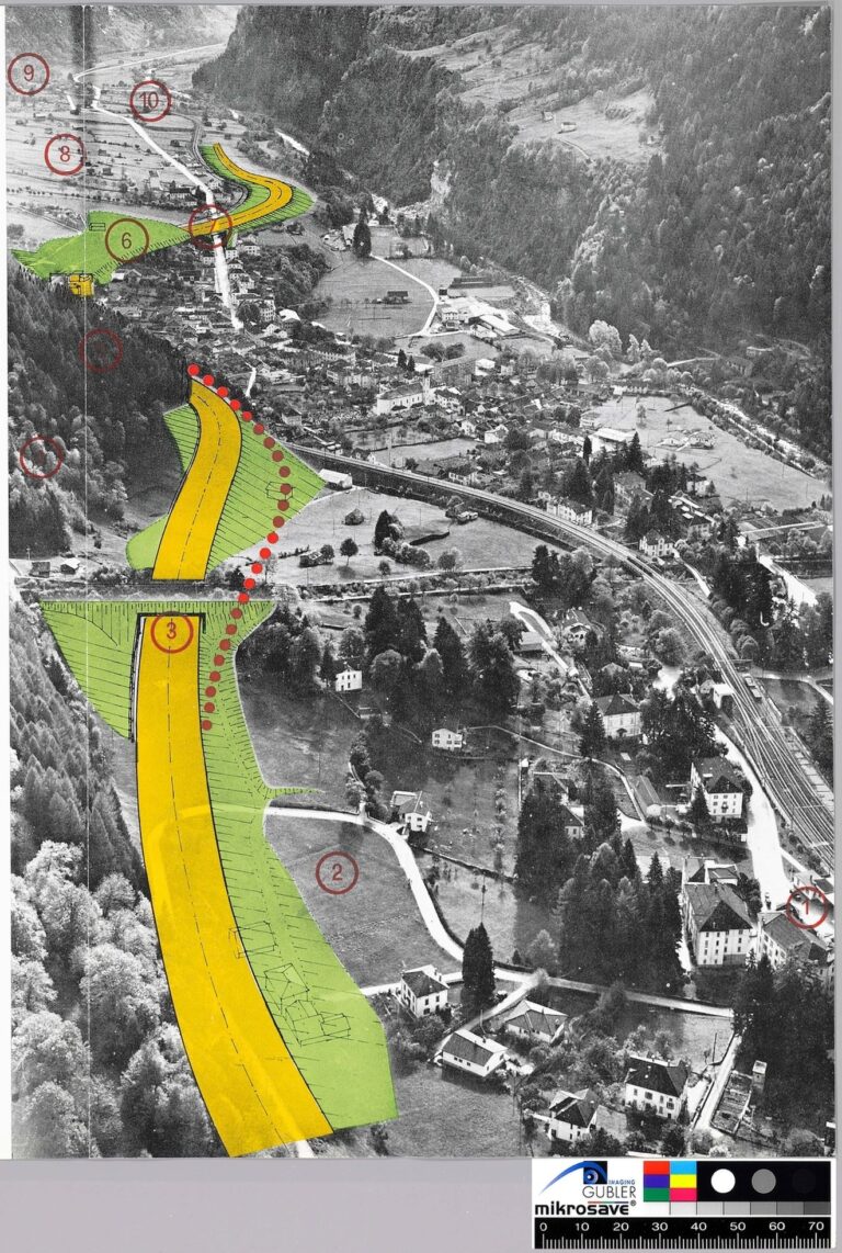 Hans Marti, Studio per l'autostrada A2 a Faido, 1973 (gta Archiv / ETH Zürich, NSL-Archiv)