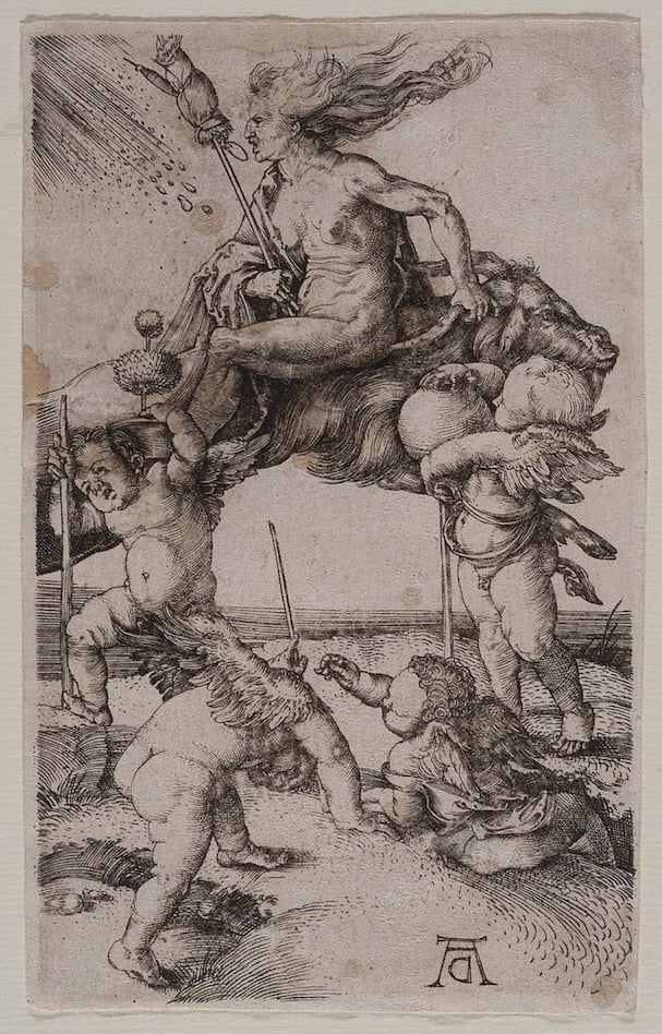 Albrecht Durer, La strega a rovescio sul caprone, bulino, 1500 1505, Collezione Invernizzi