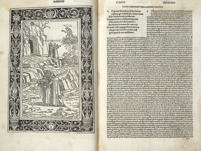 Dante Alighieri, La Commedia. Brescia Bonino Bonini, 31 maggio 1487. Courtesy Il Ponte Casa d'Aste