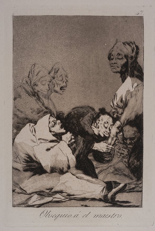 Francisco Goya, Obsequio à el maestro (Ossequio al maestro), acquaforte e acquatinta, Collezione Invernizzi